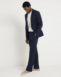 River Island - Navy Slim Fit Seersucker Suit Trousers - Lyst