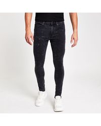 River Island Black Acid Wash Ollie Spray On Jeans