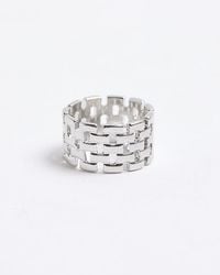 River Island - Silver Colour Textured Ring - Lyst