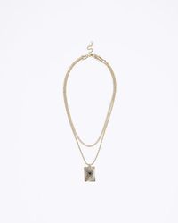 River Island - Gold Heart Tag Multirow Necklace - Lyst
