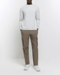 River Island - Grey Slim Fit Smart Techy Cargo Trousers - Lyst