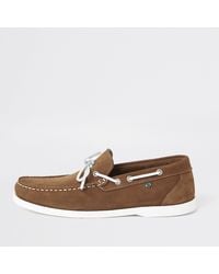 River Island - Light Brown Suede Boat Shoes - Lyst