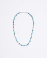 River Island - Blue Metal Beaded Necklace - Lyst