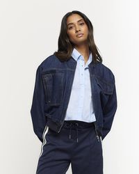River Island - Cropped Zip Up Bomber Jacket - Lyst