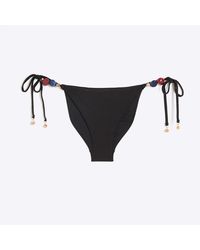 River Island - Black Beaded Tie Side Bikini Bottoms - Lyst