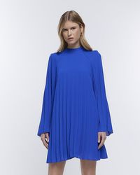 River Island - Blue Long Sleeve Swing Mini Dress - Lyst