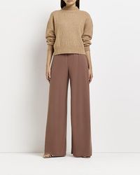 River Island - Brown Wide Leg Palazzo Trousers - Lyst