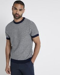 River Island - Knit Stripe T-shirt - Lyst