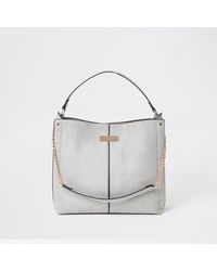 river island grey tab side slouch bag