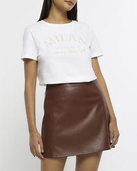 River Island - Faux Leather Mini Skirt - Lyst
