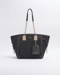 River Island - Black Suedette Wing Pouch Tote Bag - Lyst