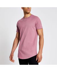 River Island Longline Slim Fit T-shirt - Pink