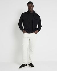 River Island - Black Regular Fit Jersey Overshirt - Lyst