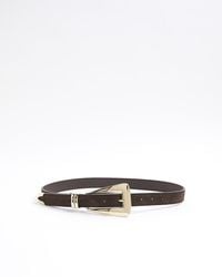River Island - Brown Suede Chunky Buckle Belt - Lyst