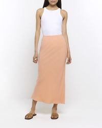 River Island - Orange Maxi Skirt With Linen - Lyst