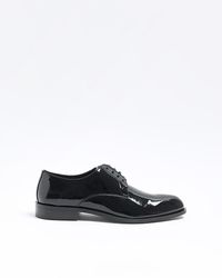 River Island - Black Patent Derby Shoes - Lyst