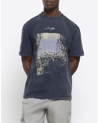 River Island - Washed Graphic T-shirt - Lyst