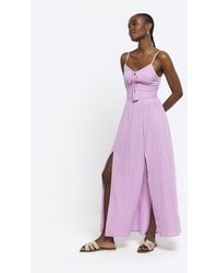 River Island - Purple Shirred Top Swing Maxi Dress - Lyst
