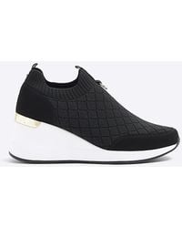 River Island - Quilted Wedge Trainers - Lyst