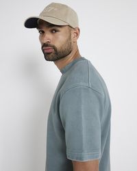 River Island - Washed Green Regular Fit Loopback T-shirt - Lyst