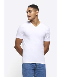 River Island - V Neck T-shirt - Lyst