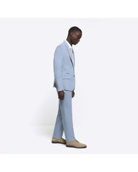 River Island - Blue Slim Fit Textured Suit Trousers - Lyst