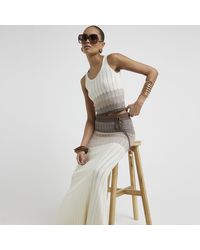 River Island - Beige Knit Stripe Maxi Skirt - Lyst
