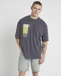 River Island - Oversized Graphic Print T-shirt - Lyst