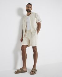 River Island - Ecru Regular Fit Crochet Shorts - Lyst