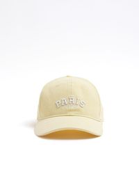 River Island - Yellow Paris Embroidered Cap - Lyst