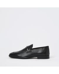 River Island - Black Snaffle Detail Leather Loafers - Lyst