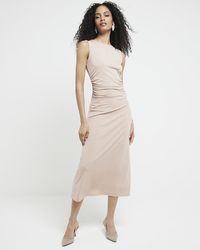 River Island - Pink Drape Bodycon Maxi Dress - Lyst