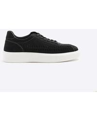 River Island - Black Suede Weave Trainers - Lyst