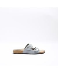 River Island - Suede Double Strap Sandals - Lyst