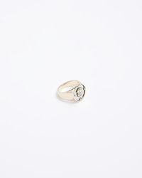 River Island - Gold Colour Shield Detail Signet Ring - Lyst