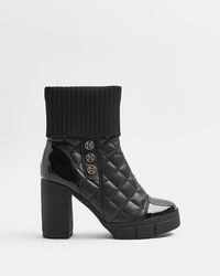 River Island - Quilted Heeled Ankle Boot - Lyst