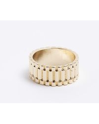River Island - Gold Colour Textured Ring - Lyst