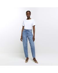 River Island - High Waisted Tapered Jeans - Lyst