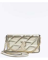 River Island - Gold Quilted Chain Cross Body Bag - Lyst