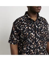 River Island - Big & Tall Brown Regular Fit Print Shirt - Lyst