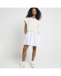 River Island - Cream Hybrid Sweatshirt Mini Dress - Lyst