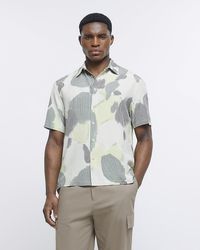 River Island - Green Regular Fit Abstract Short Sleeve Shirt - Lyst