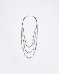 River Island - Gold Colour Beaded Layered Necklace - Lyst