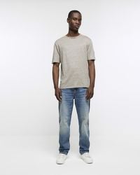 River Island - Straight Fit Faded Jeans - Lyst