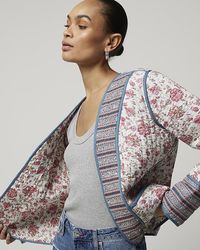 River Island - Quilted Floral Jacket - Lyst