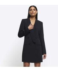 River Island - Black Long Sleeve Smart Mini Blazer Dress - Lyst