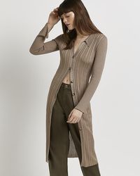 River Island Brown Knitted Longline Cardigan
