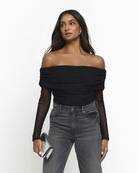 River Island - Ruched Bardot Top - Lyst