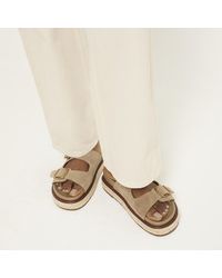 River Island - Beige Leather Buckle Sandals - Lyst
