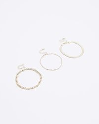 River Island - Gold Colour Chain 3 Anklet Multipack - Lyst